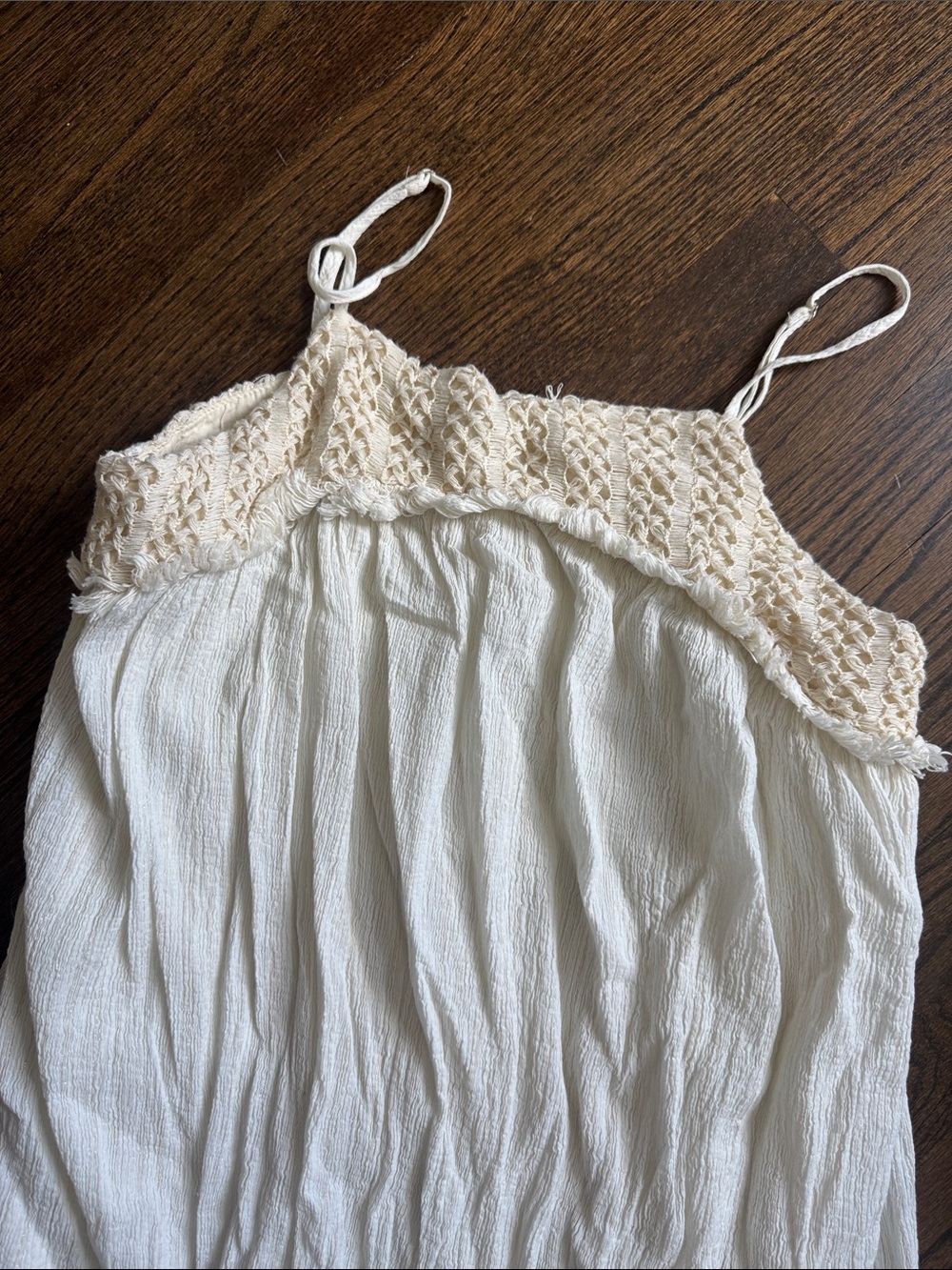 Moon River Cream and White Crochet-Trim Sundress